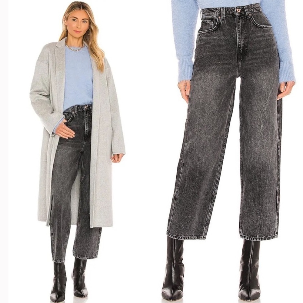 Free People Frank Dad Straight Leg Jeans in Inky Black Sz 26